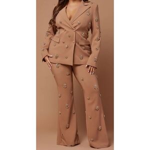 Fashion Nova Embellished Pantsuit with Wide-Leg Design